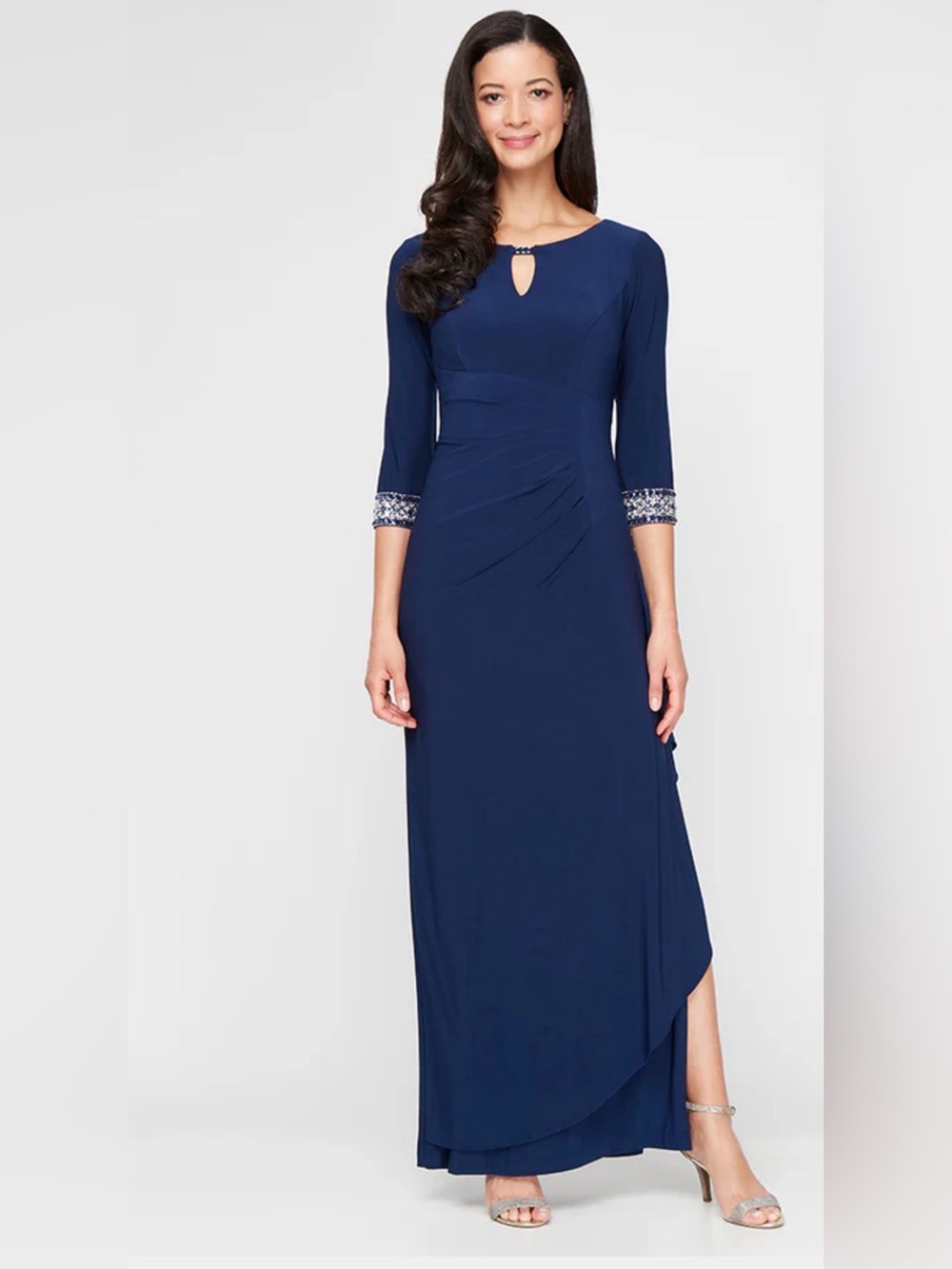 Alex Evenings JERSEY  WITH KEYHOLE CUTOUT NECKLINE AND EMBELLISHED SLEEVES $239
